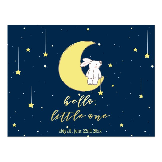 Hello Little One! Cute Bunny on the Moon New Baby