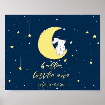 Hello Little One - Cute Bunny on the Moon Nursery