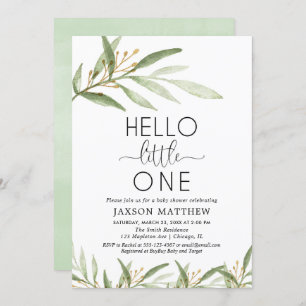 Hello little one gender neutral baby shower invitation