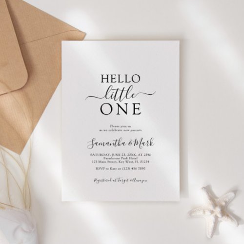 Hello Little One Minimalist Modern Baby Shower  Invitation