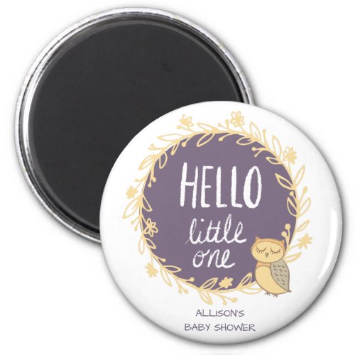 Hello Little One Owl Baby Shower Favor Magnet