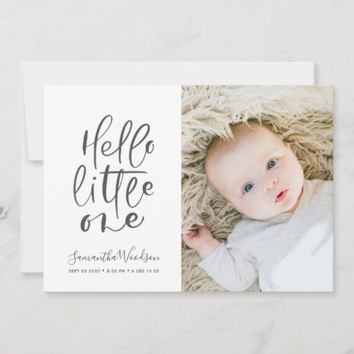 Hello Little One Photo Birth Stats Announcement