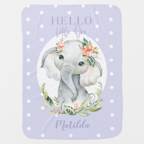 Hello little one watercolor elephant baby blanket