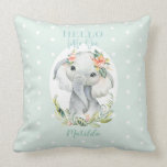 Hello little one watercolor elephant throw pillow<br><div class="desc">Hello little one watercolor elephant baby decor. Ideal new baby gift,  baby shower gift,  1st birthday gift or just to new bedroom room decor.</div>