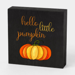 Hello Little Pumpkin Cute Fall Thanksgiving Wooden Box Sign | Zazzle