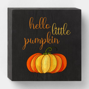 Hello Little Pumpkin Cute Fall Thanksgiving Wooden Box Sign