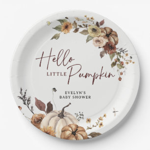Hello Little Pumpkin Fall Baby Shower Paper Plates