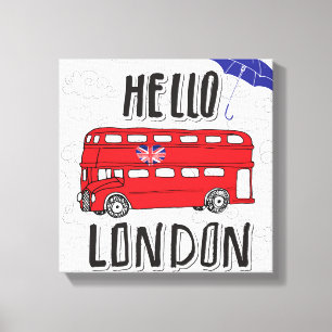 Hello London Hand Lettered Sign With Umbrella