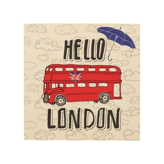 Hello London | Hand Lettered Sign With Umbrella (Front)