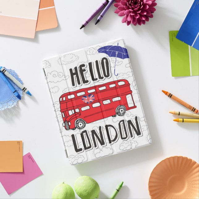 Hello London | Hand Lettered Sign With Umbrella iPad Smart Cover (In Situ)