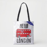 Hello London | Hand Lettered Sign With Umbrella Tote Bag at Zazzle