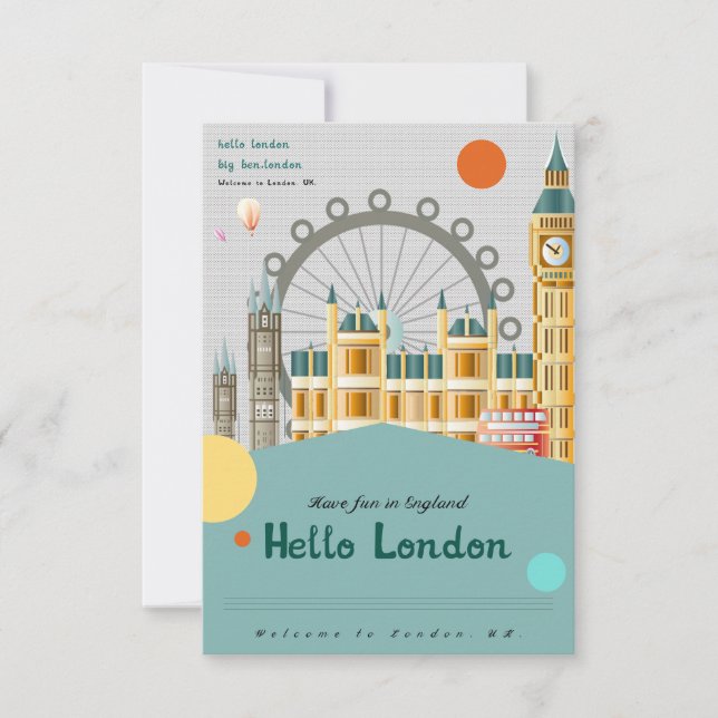Hello London Holiday & Seasonal Postcard (Front)