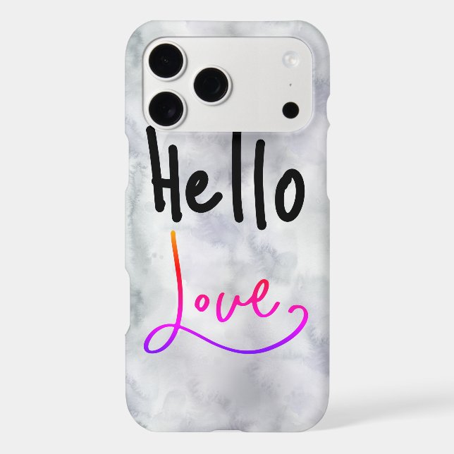 Hello Love Funny Typography Marble Iphone Case (Back)