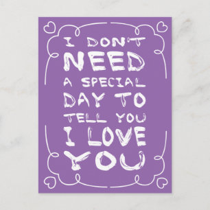 Hello, Love Purple And White Heart Postcard