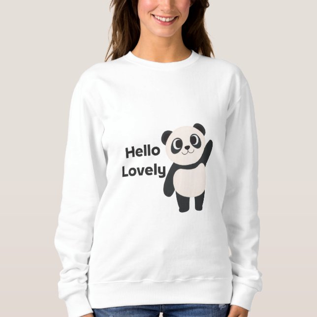 Hello Lovely – Cute Panda T-Shirt Design | Kawaii  Sweatshirt (Front)
