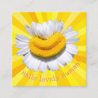 "Hello lovely Human!" Chamomile Smile Sunburst Enclosure Card