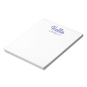 Hello Lovely Modern Blue Stylish Trendy Retro Notepad