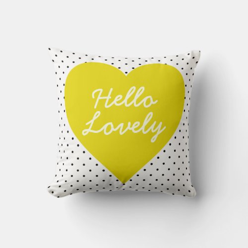 Hello Lovely Polka Dot Heart Pillow