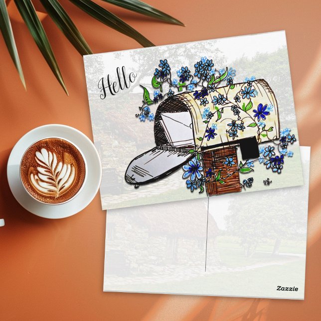 Hello Mailbox Art Blank Postcard (Creator Uploaded)
