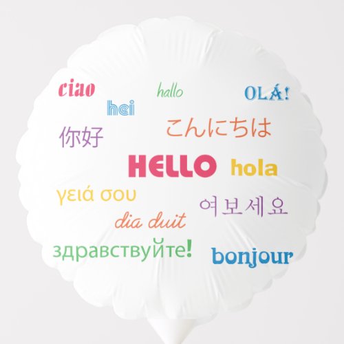 Hello Many Languages Colorful Typography Balloon