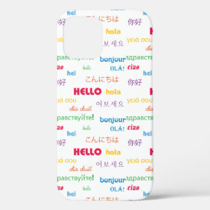 Hello Many Languages Colorful Typography iPhone 12 Case