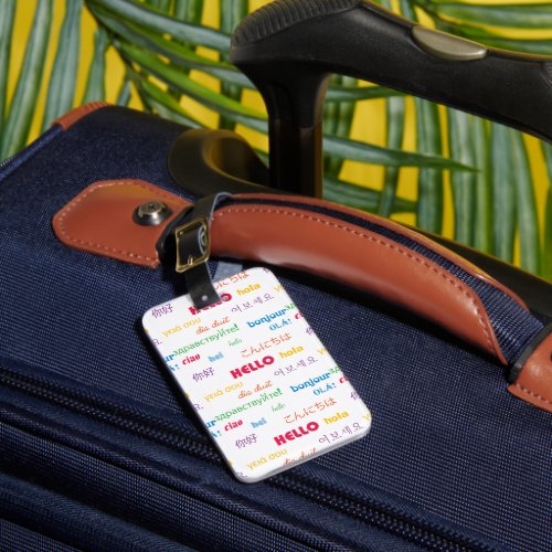 Hello Many Languages Colorful Typography Luggage Tag