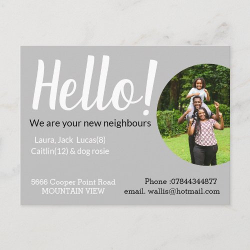 Hello meet the neighbors postcard