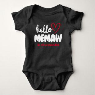 Hello Memaw Baby Reveal Pregnancy Announcement Baby Bodysuit