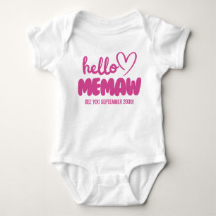Hello Memaw Baby Reveal Pregnancy Announcement Baby Bodysuit