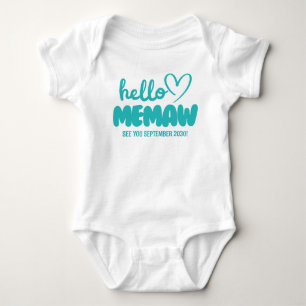 Hello Memaw   Baby Reveal Pregnancy Announcement Bodysuit