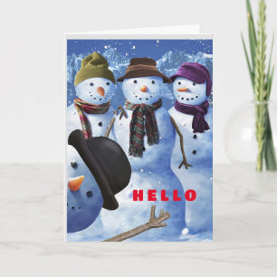 HELLO/MERRY CHRISTMAS TO "YOU" SAYS SNOWMEN HOLIDAY CARD