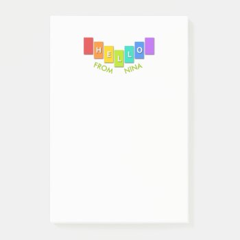Hello Message Personalized With Your Name Post-it Notes by colorwash at Zazzle