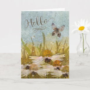 Hello Messy Flowers and Butterfly Card
