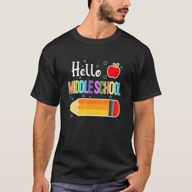 Hello Middle School Squad Back To School Pencil Ki T-Shirt (Front)