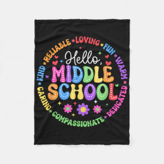 Hello Middle School Team Groovy First Day Of Schoo Fleece Blanket