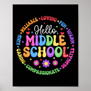 Hello Middle School Team Groovy First Day Of Schoo Poster