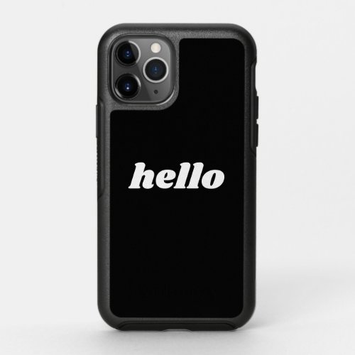 Hello Minimalist Black and White Retro Typography OtterBox Symmetry iPhone 11 Pro Case