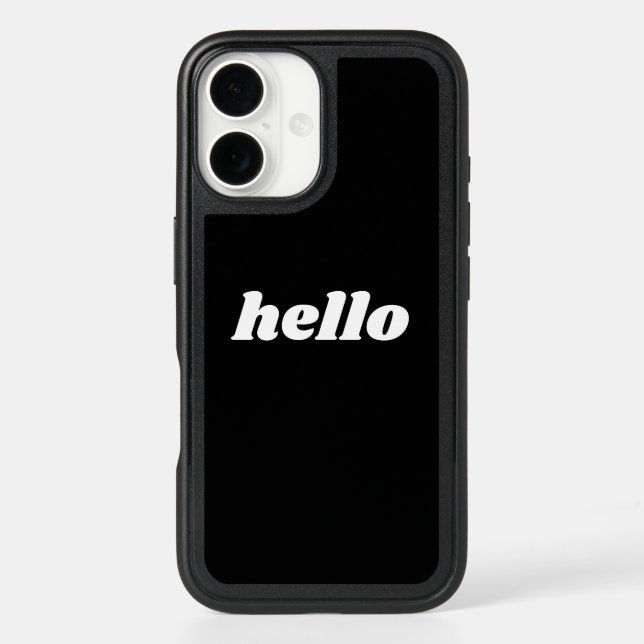 Hello Minimalist Black and White Retro Typography Otterbox iPhone Case (Back)