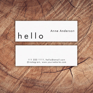 Hello Minimalist Simple Custom Professional  Mini Business Card