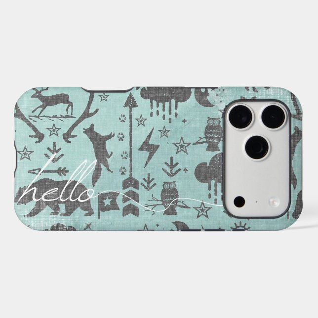Hello Mint Linen Bear Fox Pattern iPhone 7 Plus Case-Mate iPhone Case (Back (Horizontal))