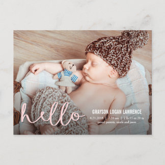 HELLO Modern Birth Announcement