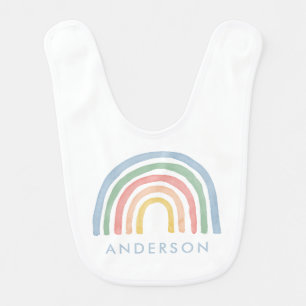Hello modern blue cute rainbow new baby bib