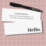 Hello | Modern Clean Simple White Minimal  Mini Business Card