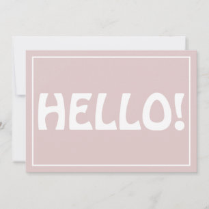 Hello Modern Custom Monogram Text Trendy Pink Thank You Card