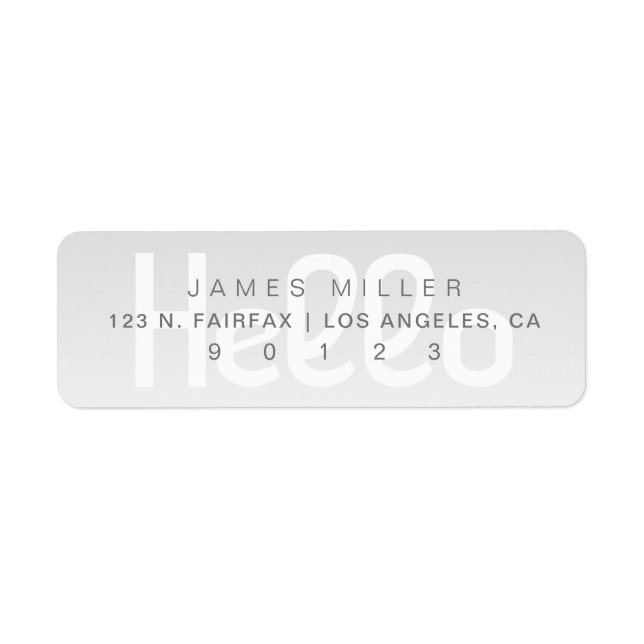“Hello” Modern Grey White Fading Ombre Label (Front)