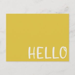 Hello   Modern Mustard Yellow Minimalist Simple Postcard