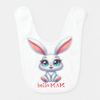 Hello Mom Baby Bib – Cute Bunny Design
