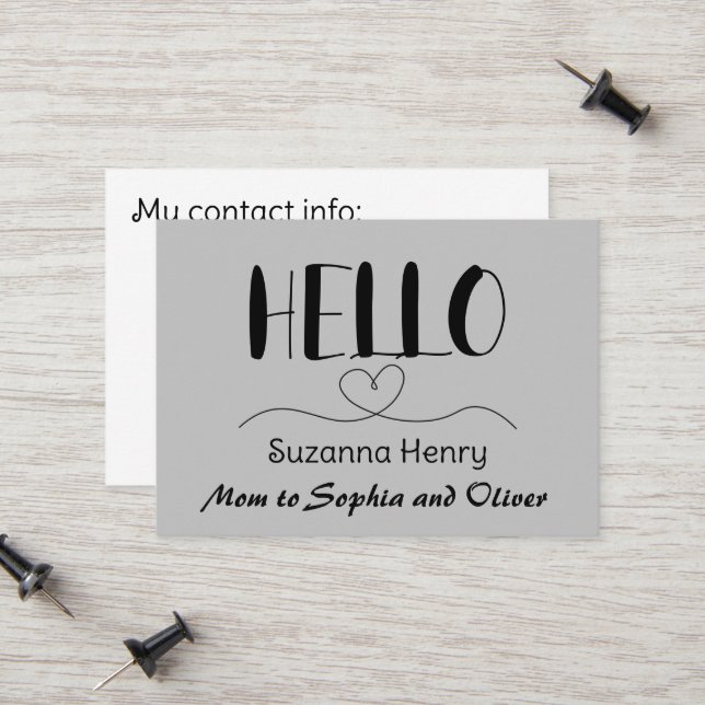 Hello Mom Contact Card Mommy Calling Card (Front/Back In Situ)