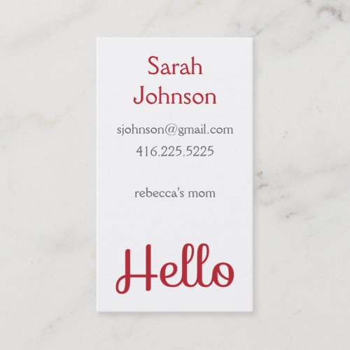 Hello Mommy Calling Card