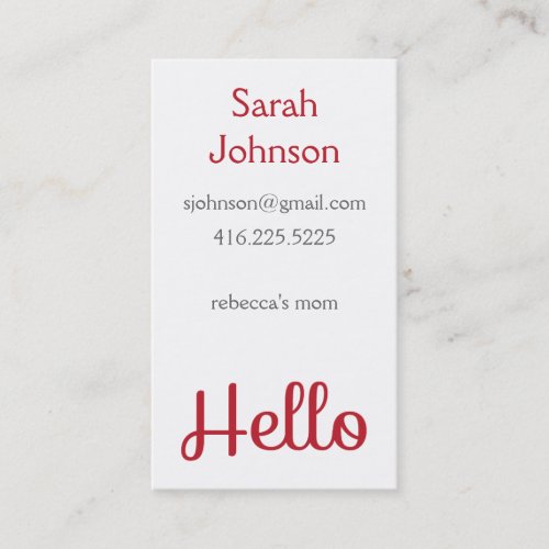 'Hello' Mommy Calling Card Business Card
